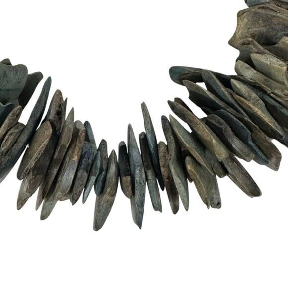 Wooden Safari Statement Necklace Vintage Hand Carved Elephant 25.5" Beads - Picture 3 of 5